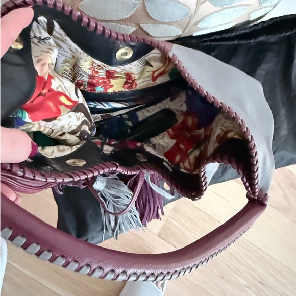 Sharif Burgundy and Gray Hobo Bag - Picture 4 of 4